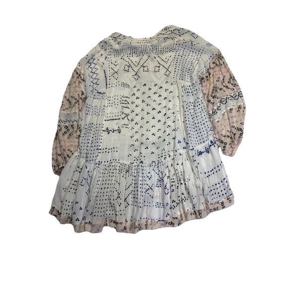 Free People Shibori Tunic Dress Women’s Sz S Long Sleeve Button Front Raw Hem - Picture 4 of 12